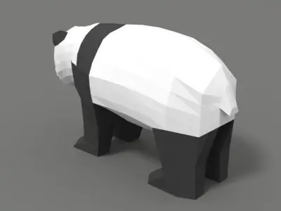 Low Poly Cartoon Panda Low-poly 3D model