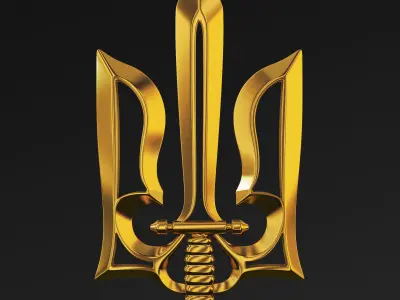 Stylized Ukrainian Tryzub M 1 3D model