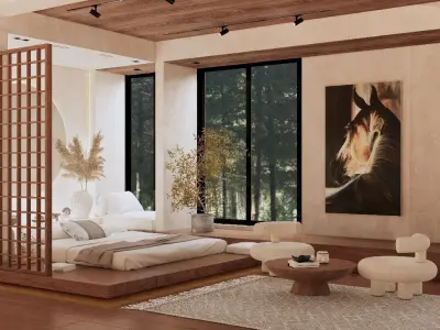 Zen bedroom design with enscape  3D model