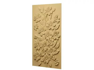 modern panel wall decor set relief stl mural CNC 287 3D model