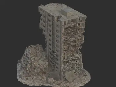 destroyed building Low-poly 3D model