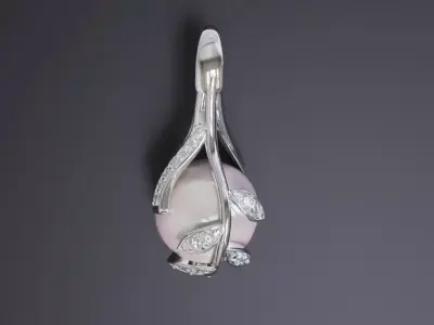 Pearl leaf natural earrings 3D print model