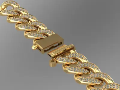 cuban chain nacklace gold or silver STL  3D model