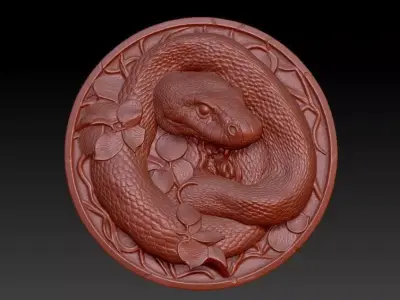 Coiled Snake Medallion 3D Model 3D print model