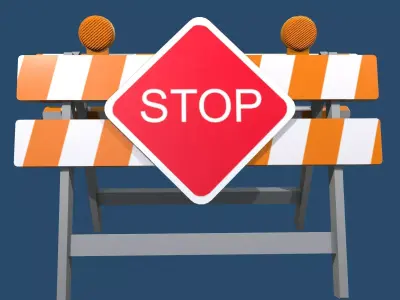Traffic Alert Road Block Sign  Free low-poly 3D model
