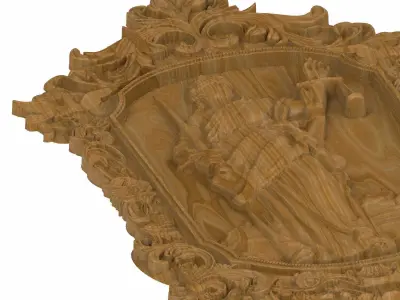 Carved panel painting STL 3D model 13
