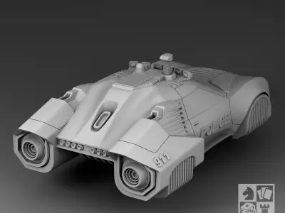 Futuristic police hovercraft 3D print model