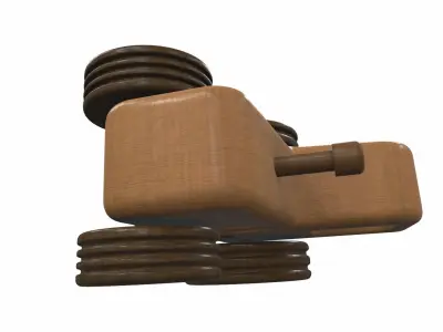 Wooden tractor toy 10 Free 3D model