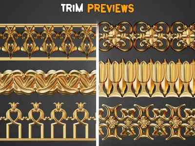 50 Ornamental Trim Brushes   Vol 42 Low-poly 3D model
