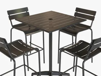 Bar Height Outdoor Table and Barstools 3D model