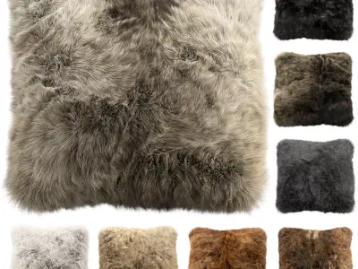 Fur pillows set 2 3D model
