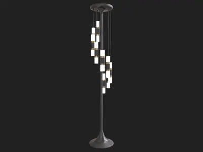 Light Modern Multiple Heads Black Floor Lamp 3D model