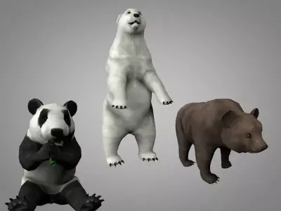 Bears pack Low-poly 3D model
