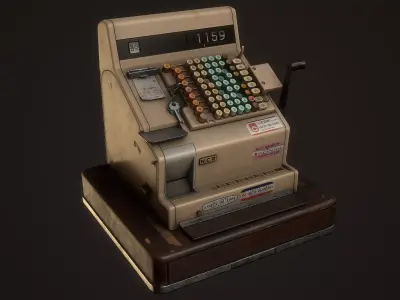 PBR Old Cash Register Low-poly 3D model