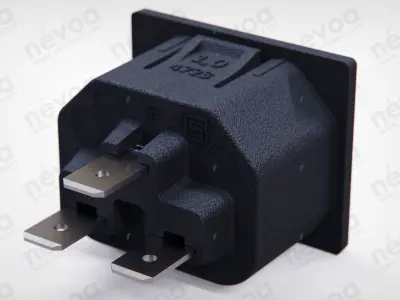 IEC Appliance Outlet F - 4723 - Snap-in version from front side 3D model