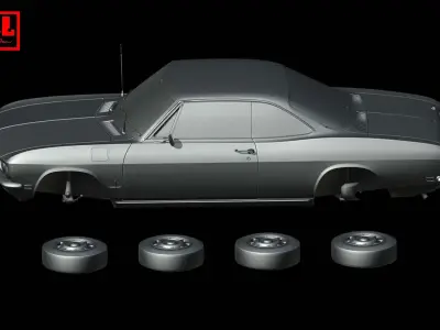 Chevrolet Corvair Monza Sport Sedan 1969 3D print model