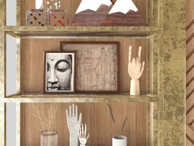 tv wall set - with shelves and mirror 3D model