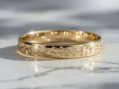 Gold Ring with Artistic Floral Engraving and Elegant Design 3D print model
