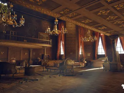 Abandoned Mansion Environment Low-poly 3D model