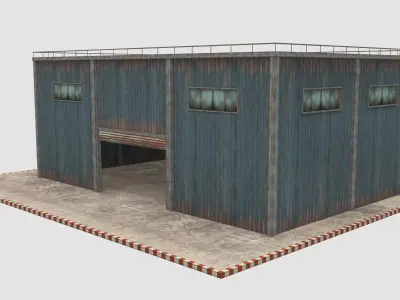 3D Industrial Building - Hangar Low-poly 3D model