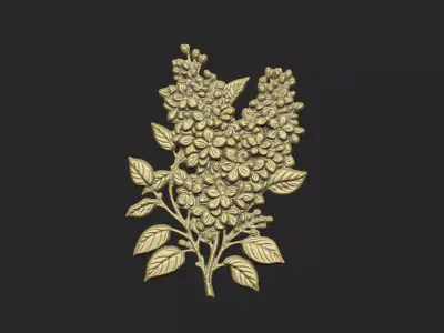 Lilac design cluster leave floral flower grass design carve 3D print model