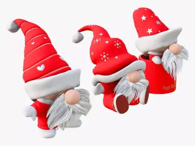 Christmas Gnome Decoration Set M1 3D model