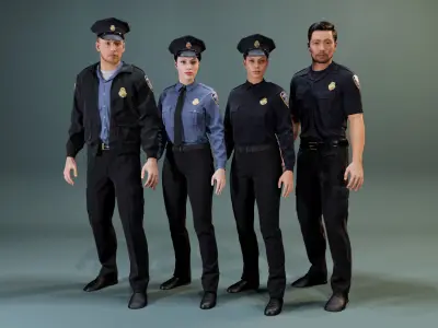 Police Uniform Bundle For MetaHuman - Rigged - Game Ready Low-poly 3D model