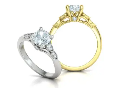 Solitaire Nautilus Engagement Ring Big Stone 3dmodel 3D print model