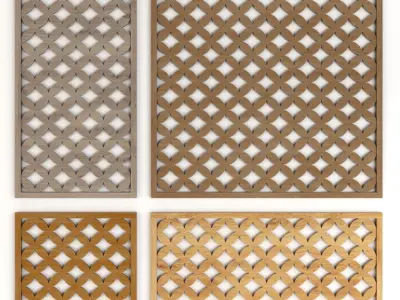 Wood Arabic Islamic pattern decorative grill screens 4 3D Model Collection