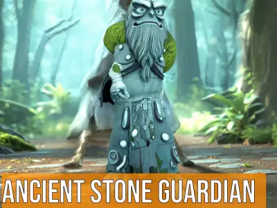 Ancient Stone Guardian model pack Low-poly 3D model