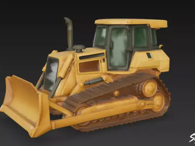 Bulldozer Low-poly 3D model