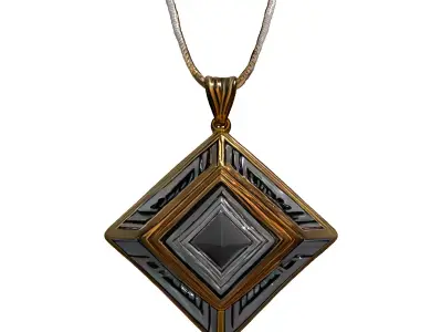 Elegant Gold Silver Art Deco Pendant Low-poly 3D model