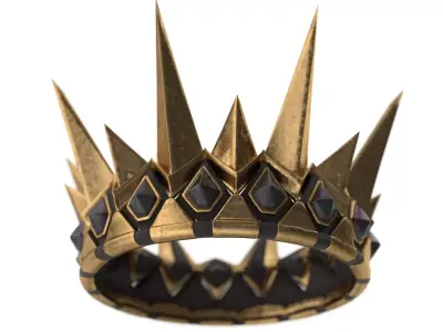 medeival spiked Crown with dark gems 3D model