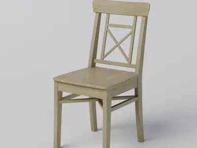 Wooden Chair Low-poly 3D model get