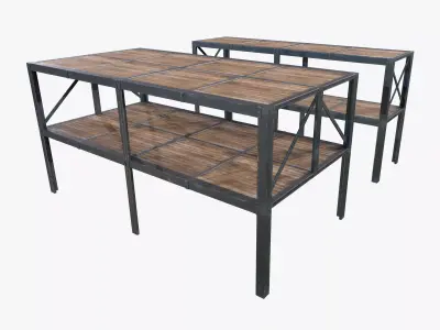 Retro Factory Shelves Game Ready PBR Textures Low-poly 3D model
