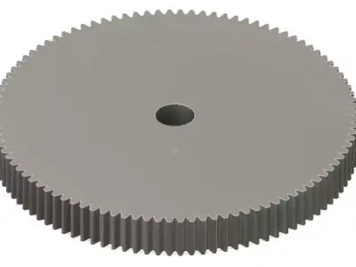 Spur Gear 100 teeth 15mm Wide 127mm Pitch Dia 20deg Press Angle 3D print model