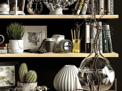 Decorative set shelves 2 3D model