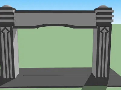 pendopo archway in middle of grassy field 3D model