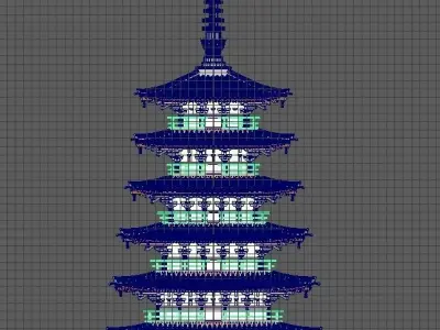 Japanese Pagoda  Low-poly 3D model