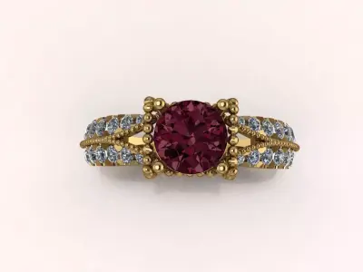 The Regal Crimson Heirloom Ring jewelry 3D model - for Her 3D print model