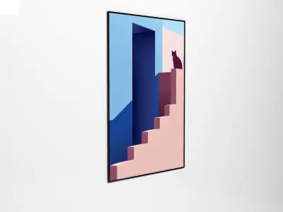 frame poster with cat on stairs Free 3D model