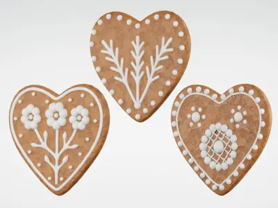 Gingerbread Christmas Cookie - Heart 3D Model Collection
