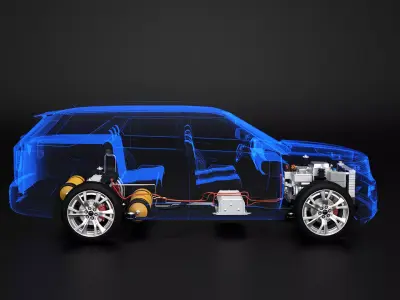 FWD Hydrogen Fuel Cell Car Chassis X-Ray 3D model