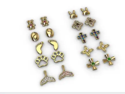 Aretes -Topitos para dama paquete de 10 -v- 3D print model