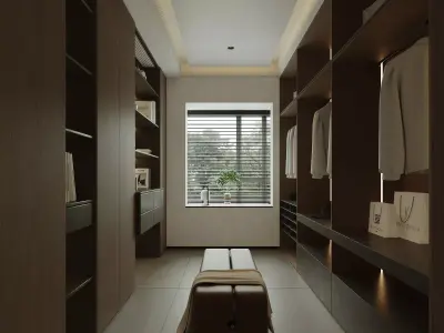 Modern living room dining room kitchen cloakroom and bathroom 3D model