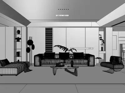 Modern living room 3D model 3D model