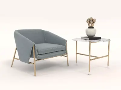 Modern Coffee Table and Armchair Set 32 3D model