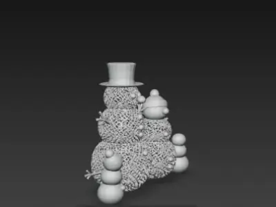 3D Snowman Family Model Merry Christmas Scene 3D print model