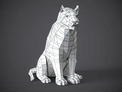 Tiger lowpoly stilyzed 3D model
