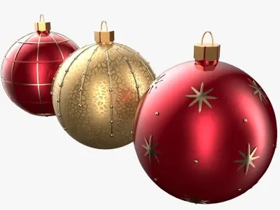 Christmas Tree Ornament Set4 - Red Yellow 3D model